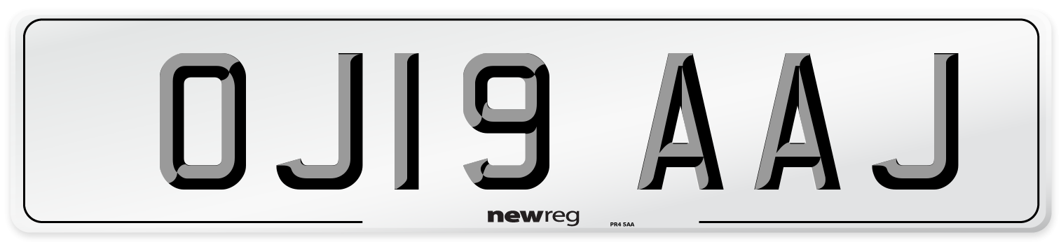 OJ19 AAJ Number Plate from New Reg